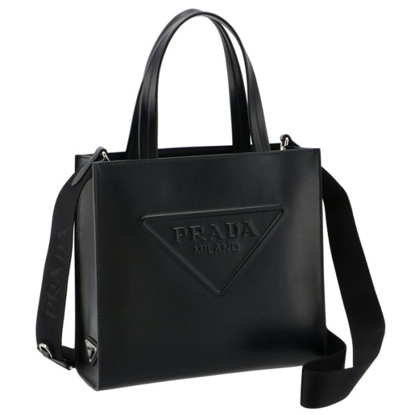 1bg382nrmask002 Prada Triangle Shopping Tote Bag Nero Black