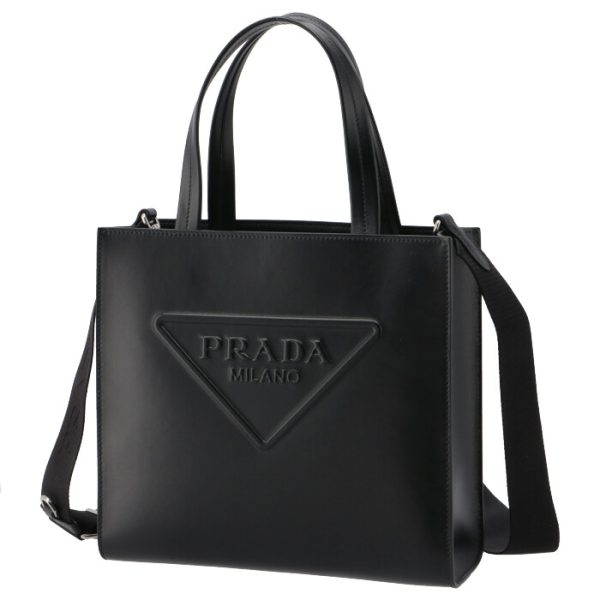 1bg382nrmask002 1 Prada Triangle Shopping Tote Bag Nero Black