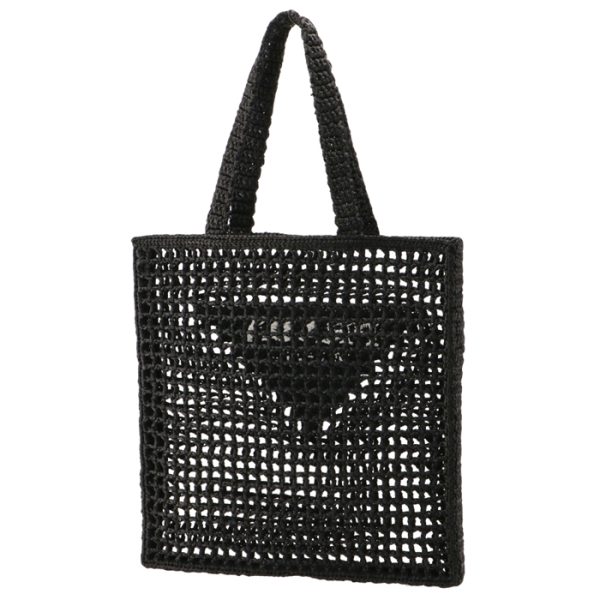 1bg393ooo2a2t002 2 Prada Raffia Tote Triangle Logo Straw Bag Black