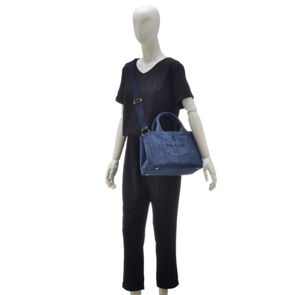 1bg439oooaj6008 6 Prada Canapa Canvas Tote 2way Handbag Blue