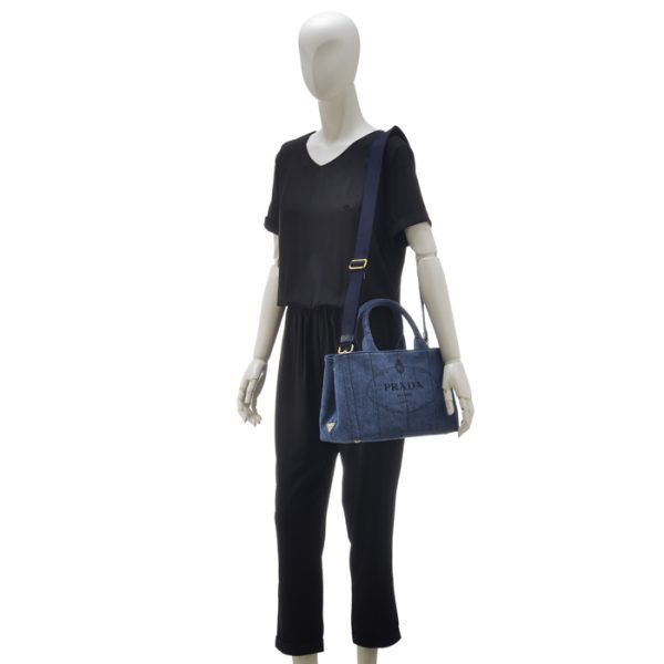 1bg439oooaj6008 7 Prada Canapa Canvas Tote 2way Handbag Blue