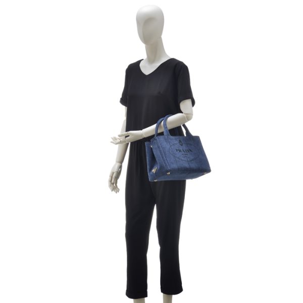 1bg439oooaj6008 8 Prada Canapa Canvas Tote 2way Handbag Blue