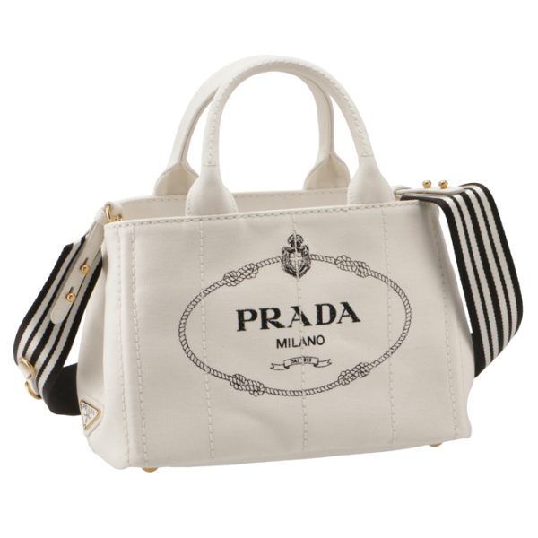 1bg439roozki964 Prada Canapa Tote 2way Handbag White