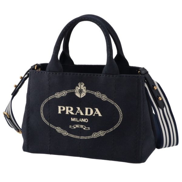 1bg439roozkihdt 1 Prada Canapa Canvas Tote 2way Handbag Navy