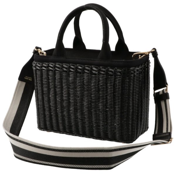 1bg8353oy2e28002 2 Prada Basket Canvas Shoulder Bag Nero Black