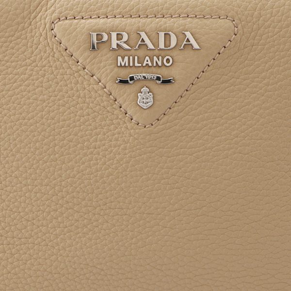 1bh0823om2dkv 4 Prada Logo Strap Leather Shoulder Bag Beige