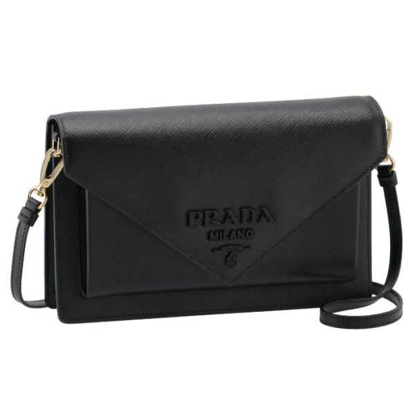 1bp020ooo2eep002 Prada Monochrome Mini Shoulder Bag Black