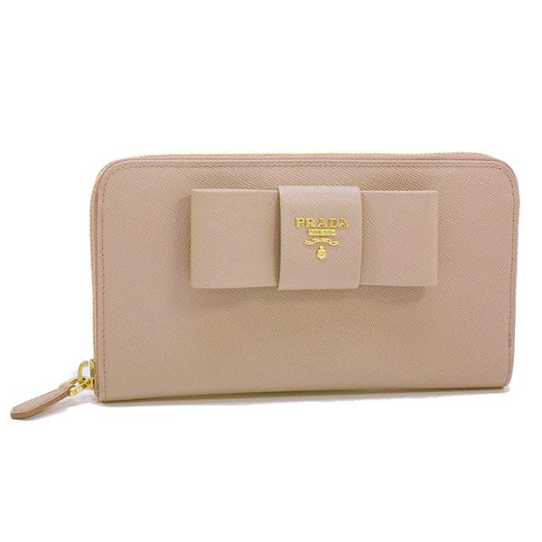 1m0506safbeca04 Prada Saffiano Fiocco Leather Long Wallet Beige