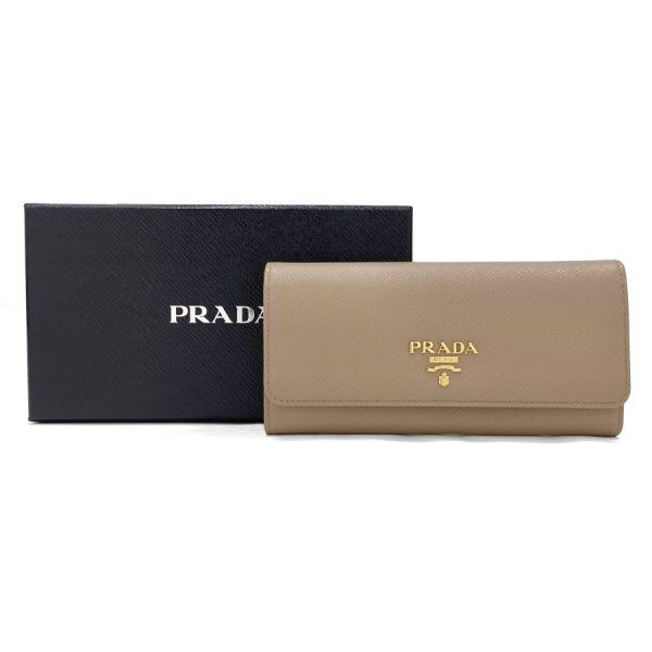 1mh132 qwa f023610 Prada Long Wallet Leather Beige