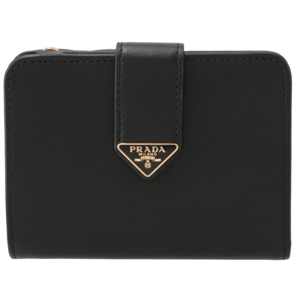 1ml0182cnp 1 Prada Tab Compact Bifold Wallet Black