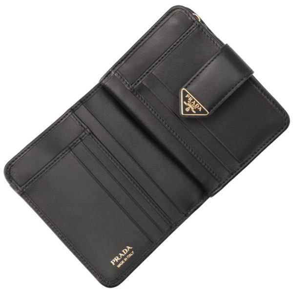 1ml0182cnp 4 Prada Tab Compact Bifold Wallet Black