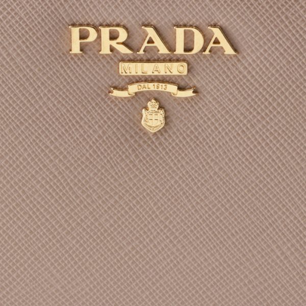 1ml225qwa236 3 Prada Saffiano Metal Bifold Wallet Beige