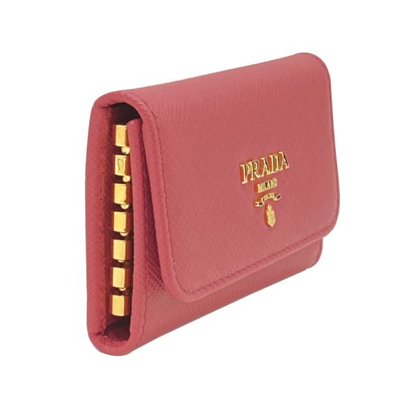 1pg222 qwa f505 03 Prada 6 Rows Saffiano Leather Key Case Peonia