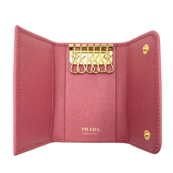 1pg222 qwa f505 05 Prada 6 Rows Saffiano Leather Key Case Peonia