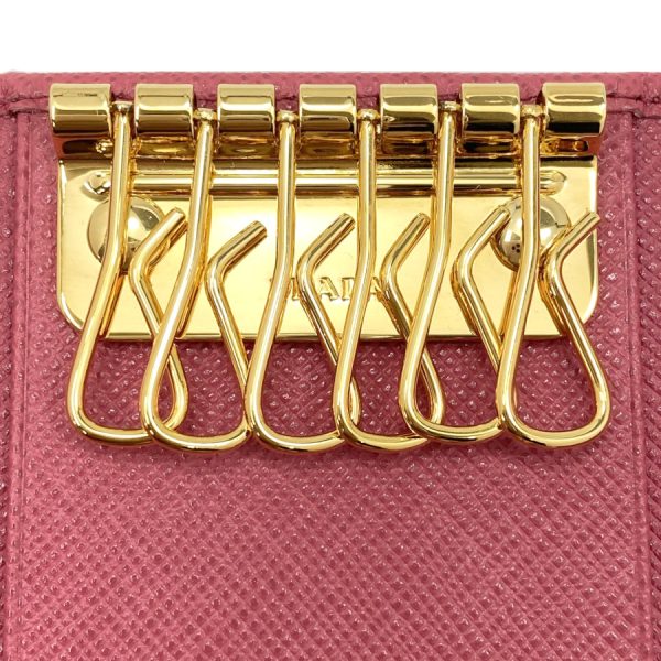 1pg222 qwa f505 07 Prada 6 Rows Saffiano Leather Key Case Peonia