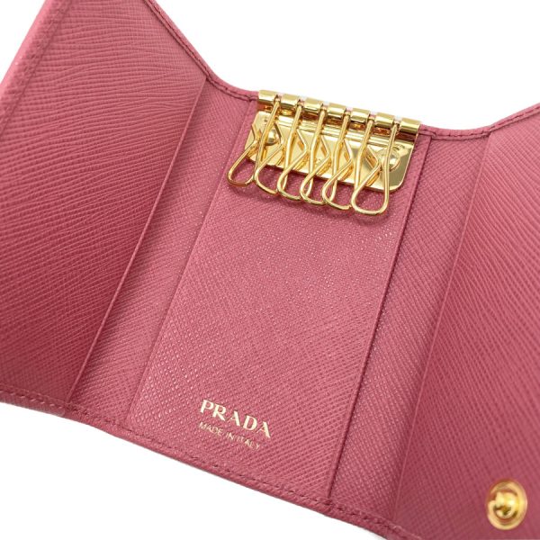 1pg222 qwa f505 11 Prada 6 Rows Saffiano Leather Key Case Peonia