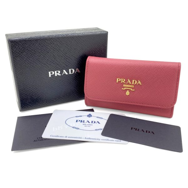 1pg222 qwa f505 12 Prada 6 Rows Saffiano Leather Key Case Peonia