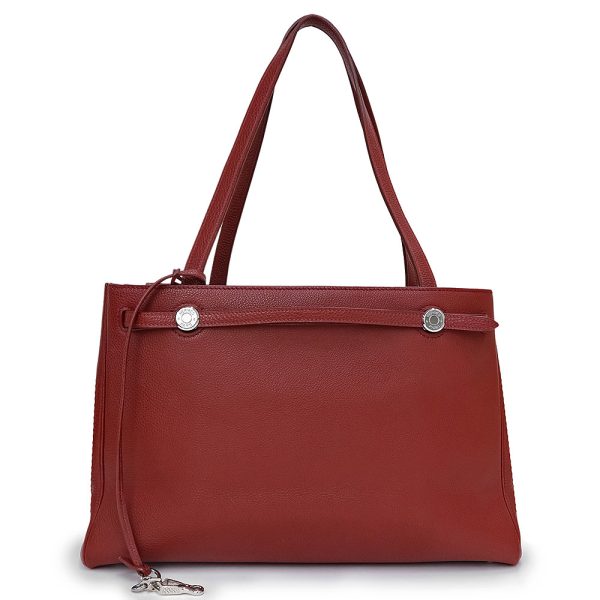 200005548019 Hermes Cabana Togo Leather Tote Bag Rouge Ash Red