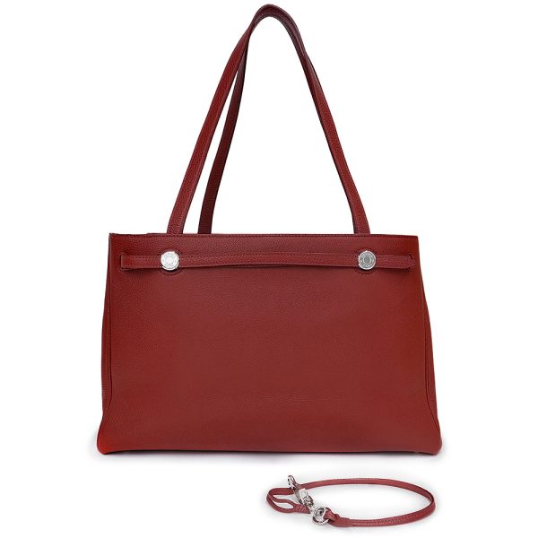 200005548019 2 Hermes Cabana Togo Leather Tote Bag Rouge Ash Red