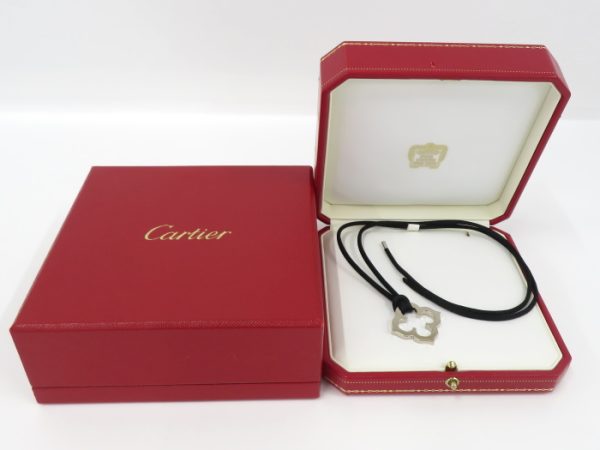 2000061259800022 7 Cartier C Flat Cotton Cord Necklace White Gold