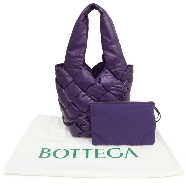 200006478019 2 Bottega Veneta Maxi Intreciatto Casette Calfskin Leather Tote Bag Purple Silver