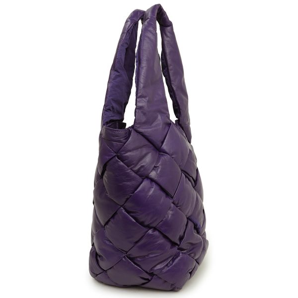 200006478019 4 Bottega Veneta Maxi Intreciatto Casette Calfskin Leather Tote Bag Purple Silver