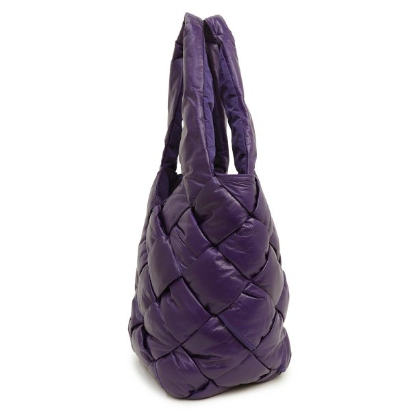 200006478019 5 Bottega Veneta Maxi Intreciatto Casette Calfskin Leather Tote Bag Purple Silver