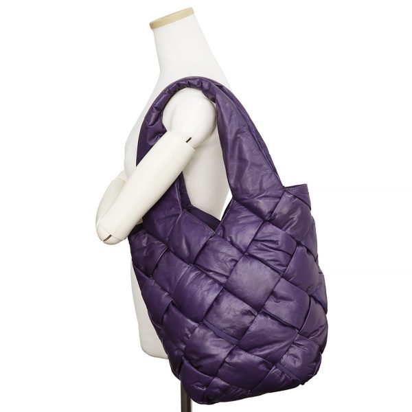 200006478019 8 Bottega Veneta Maxi Intreciatto Casette Calfskin Leather Tote Bag Purple Silver