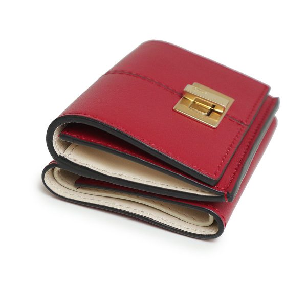 200008111019 6 Fendi Micro Trifold Peekaboo Wallet Calfskin Red Beige