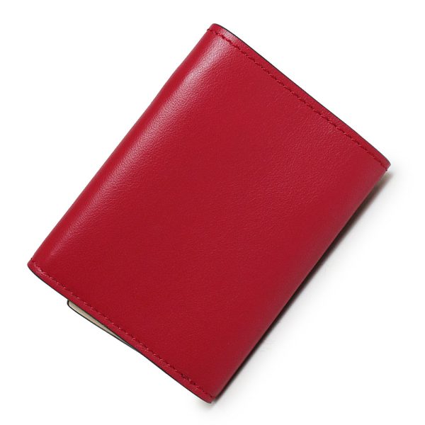 200008111019 7 Fendi Micro Trifold Peekaboo Wallet Calfskin Red Beige