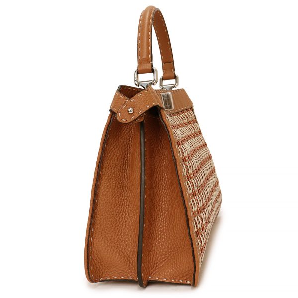 200008287019 5 Fendi Peekaboo Medium Intreccio Micro Ff Selleria Brown