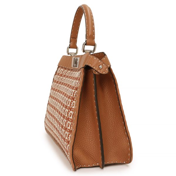 200008287019 6 Fendi Peekaboo Medium Intreccio Micro Ff Selleria Brown