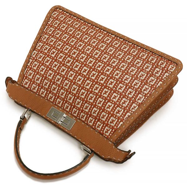 200008287019 7 Fendi Peekaboo Medium Intreccio Micro Ff Selleria Brown