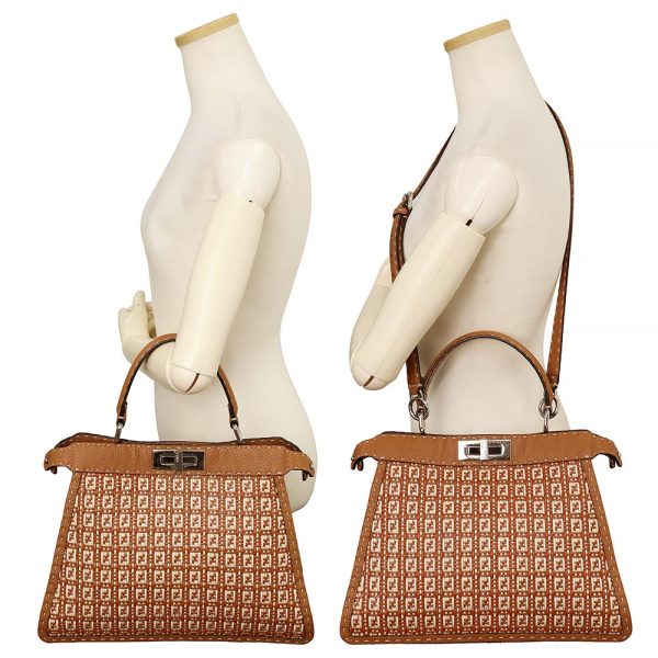 200008287019 9 Fendi Peekaboo Medium Intreccio Micro Ff Selleria Brown