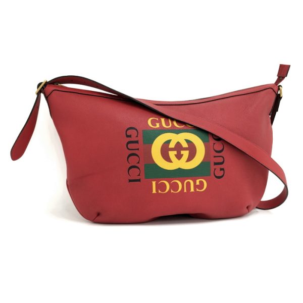 oplus 256 Gucci Half Moon Hobo Medium GG Print Leather Shoulder Bag Red