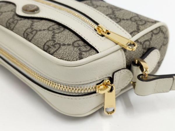 oplus 256 GUCCI Ophidia Shoulder Bag Sherry Line GG Supreme Leather PVC White Beige