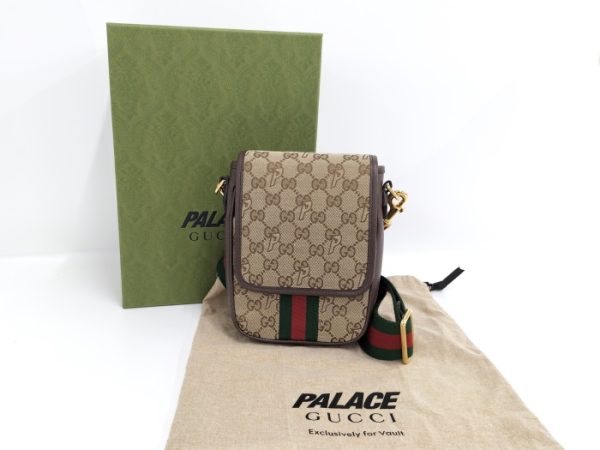 oplus 256 GUCCI Shoulder Bag Messenger Bag PALACE GG Canvas Biege