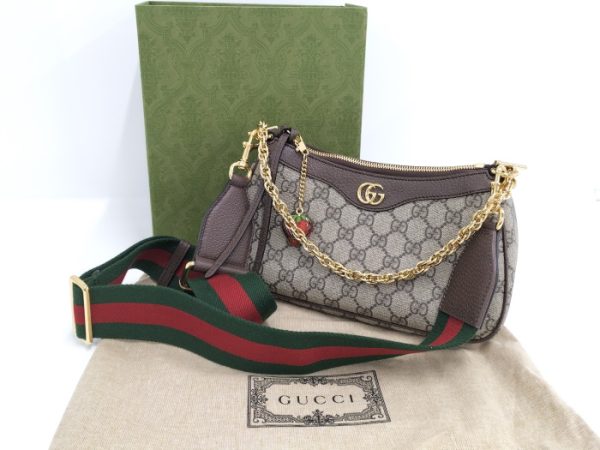 2000087252000487 9 Gucci Ophidia Small GG Supreme Canvas Shoulder Bag Beige Brown