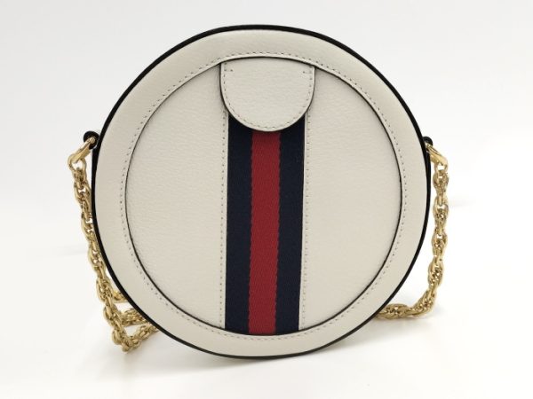 oplus 256 GUCCI Ophidia GG Mini Round Leather Shoulder Bag White