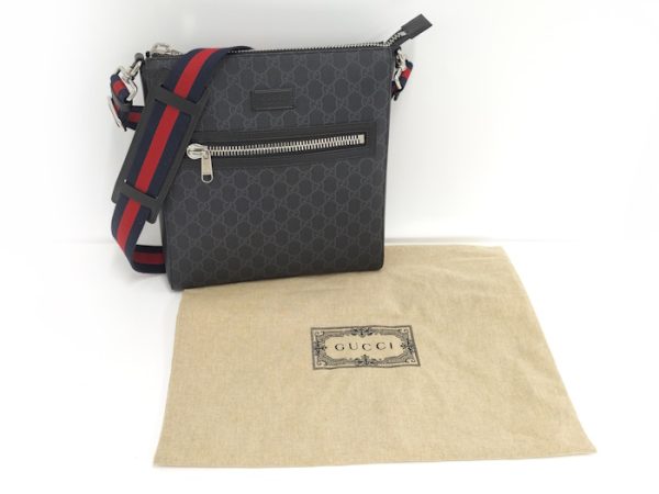 oppo 256 GUCCI Shoulder Bag GG Supreme PVC Leather Gray