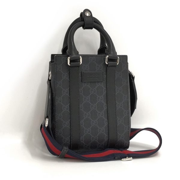 oplus 256 GUCCI 2WAY Shoulder Bag Mini Tote Bag GG Supreme Leather Dark Gray