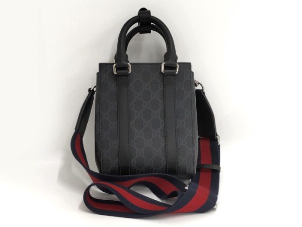 oplus 256 GUCCI 2WAY Shoulder Bag Mini Tote Bag GG Supreme Leather Dark Gray