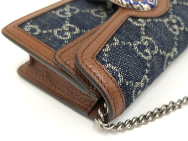 oplus 256 GUCCI Chain Shoulder Bag Dionysus Super Mini Bag GG Denim Brown Blue