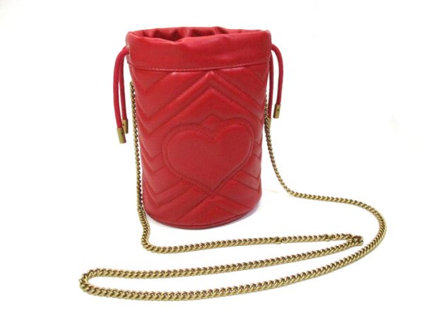 2000087257800392 2 Gucci GG Marmont Mini Quilted Leather Bucket Bag Red