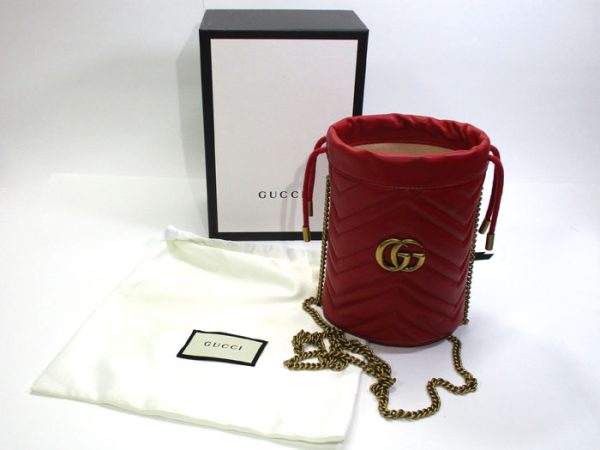 2000087257800392 8 Gucci GG Marmont Mini Quilted Leather Bucket Bag Red