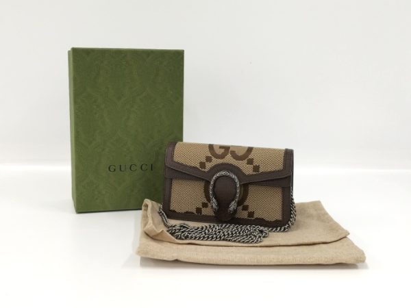 oplus 256 Gucci Dionysus Jumbo GG Canvas Chain Shoulder Bag Brown