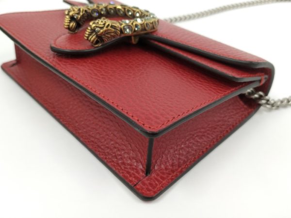 oplus 256 GUCCI Dionysus Chain Shoulder Bag Leather Red