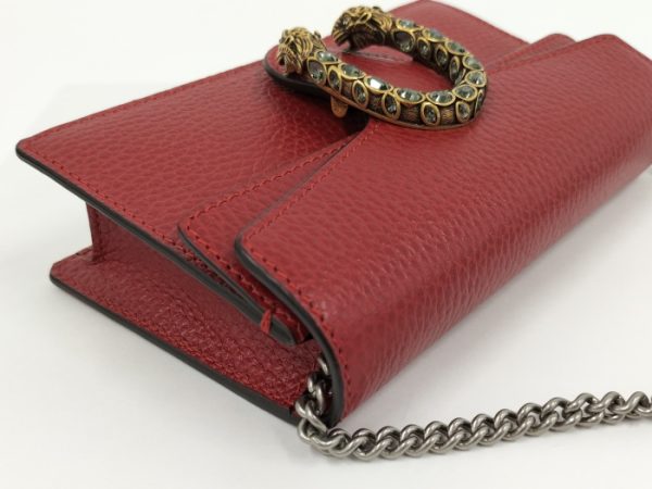 oplus 256 GUCCI Dionysus Chain Shoulder Bag Leather Red