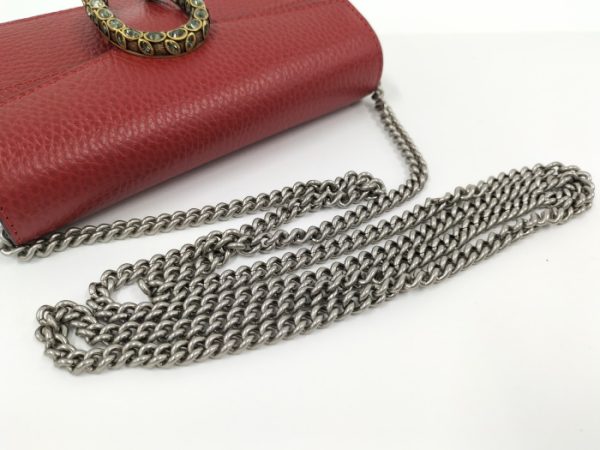 oplus 256 GUCCI Dionysus Chain Shoulder Bag Leather Red