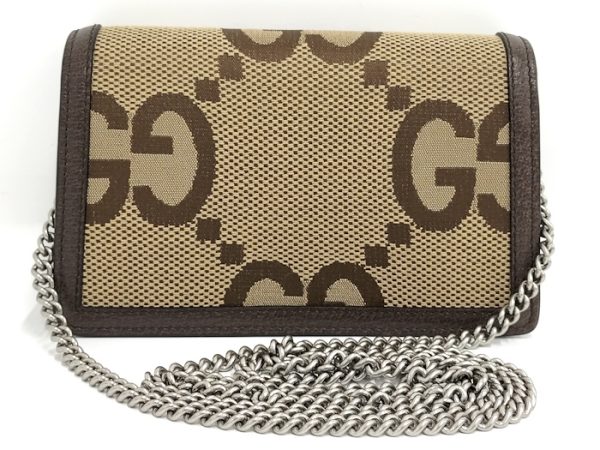 oppo 256 Gucci Dionysus Jumbo GG Canvas Leather Chain Shoulder Bag Brown Beige